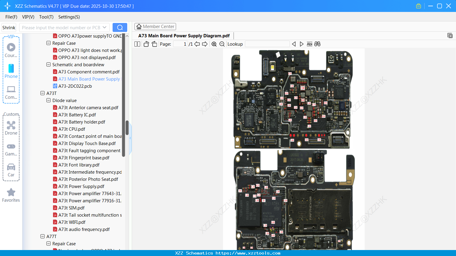 OPPO A73 Main Board Power Supply Diagram